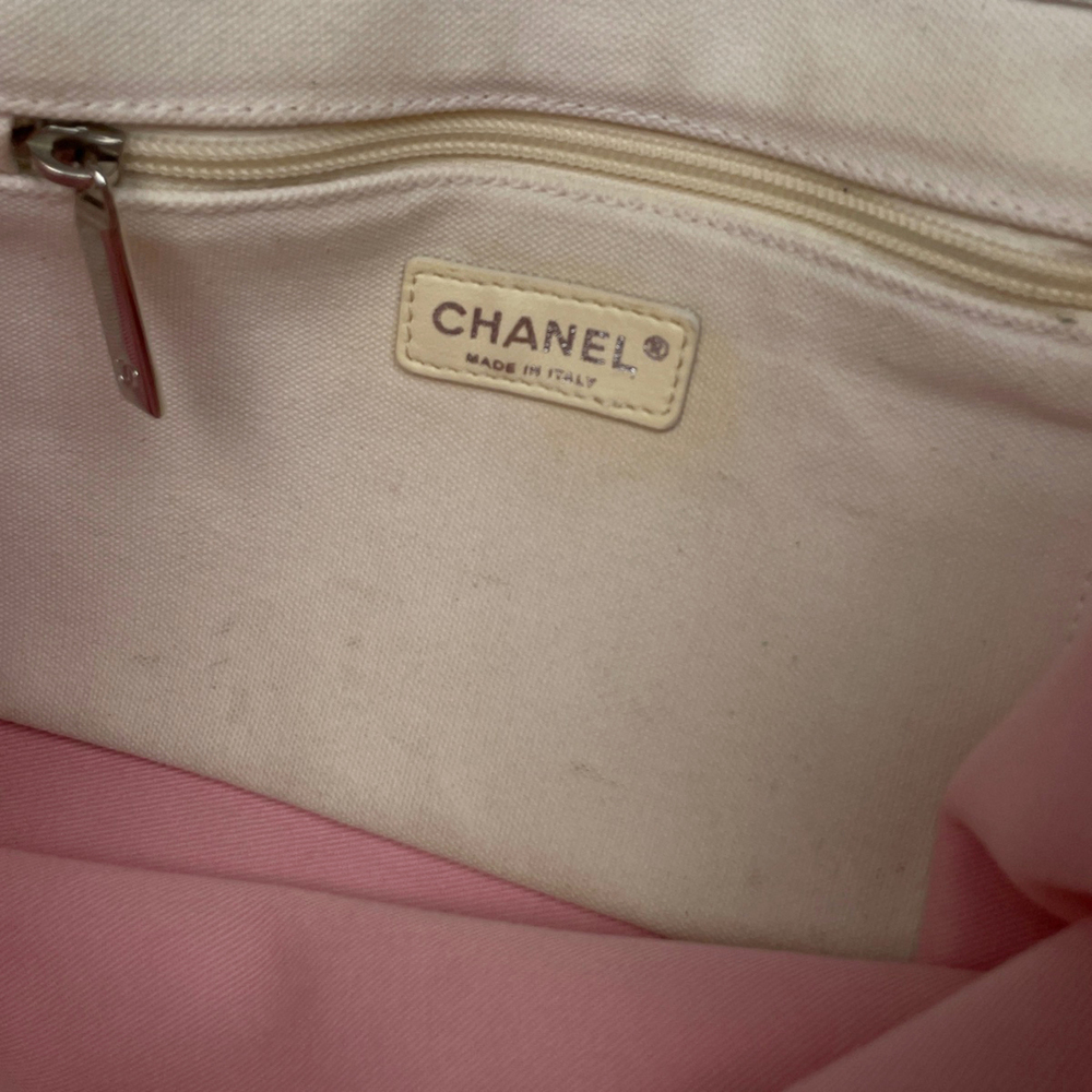 Chanel Coco Mark Tote Bag Miami Cruise Line Canvas White Women's - Picture 6 of 7